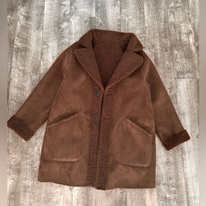 ZARA Chocolate Reversible Faux Shearling Teddy Coat / Jacket Size XS/S